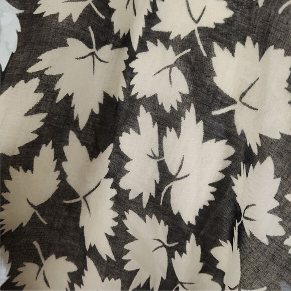 Vintage 70s Backless Halter Midi Dress Size 6 Black Leaf Print Neck Drape - Picture 9 of 15